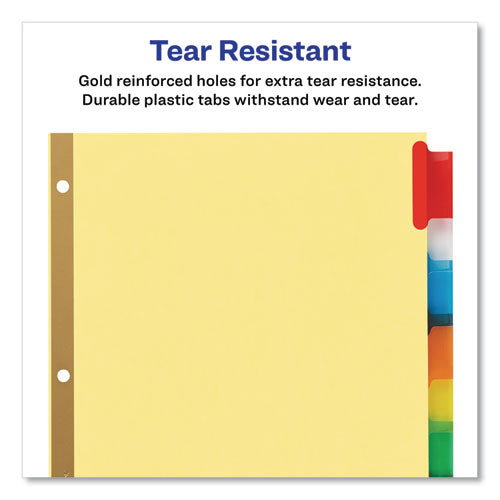 Image of Avery® Insertable Big Tab Dividers, 8-Tab, Double-Sided Gold Edge Reinforcing, 11 x 8.5, Buff, Assorted Tabs, 1 Set