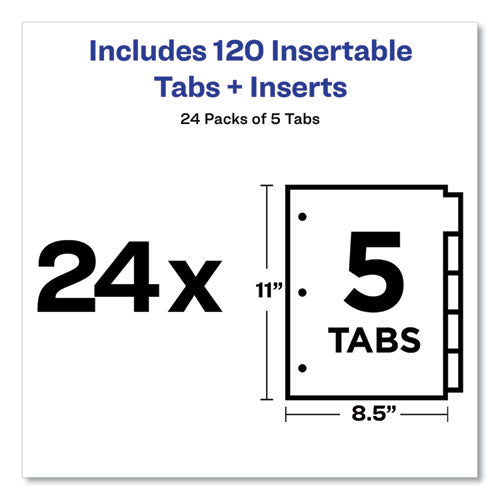 Image of Avery® Insertable Big Tab Dividers, 5-Tab, Double-Sided Gold Edge Reinforcing, 11 x 8.5, Buff, Clear Tabs, 24 Sets