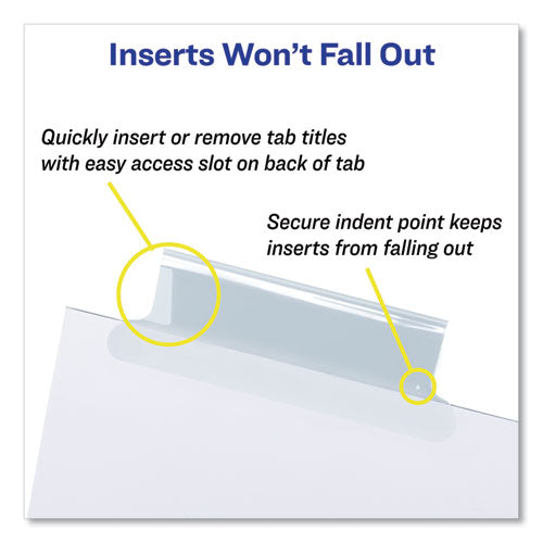 Image of Avery® Insertable Big Tab Dividers, 5-Tab, Double-Sided Gold Edge Reinforcing, 11 x 8.5, White, Clear Tabs, 1 Set