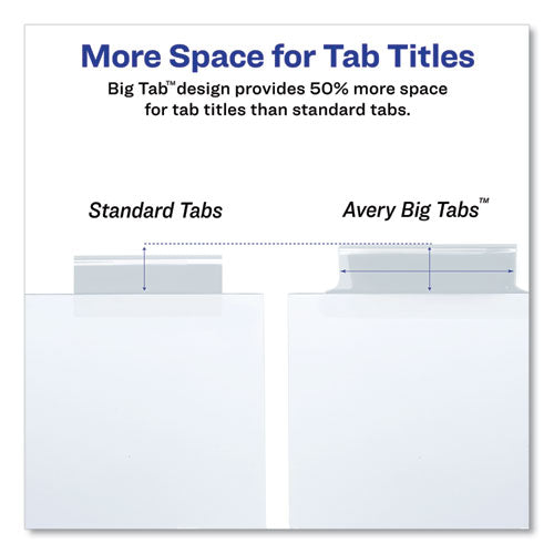 Image of Avery® Insertable Big Tab Dividers, 8-Tab, Double-Sided Gold Edge Reinforcing, 11 x 8.5, White, Clear Tabs, 1 Set