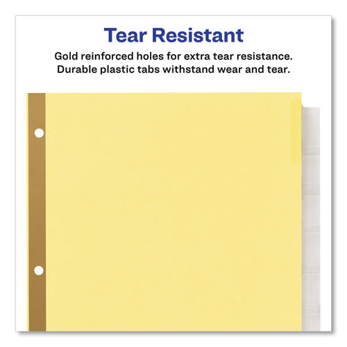 Image of Avery® Insertable Big Tab Dividers, 8-Tab, Double-Sided Gold Edge Reinforcing, 11 x 8.5, Buff, Clear Tabs, 24 Sets