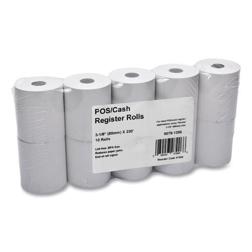 Image of Iconex Direct Thermal Printing Thermal Paper Rolls, 3.13" X 230 Ft, White, 10/pack