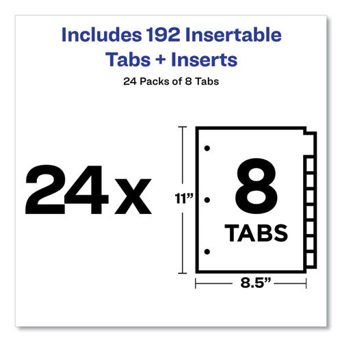 Image of Avery® Insertable Big Tab Dividers, 8-Tab, Double-Sided Gold Edge Reinforcing, 11 x 8.5, Buff, Clear Tabs, 24 Sets