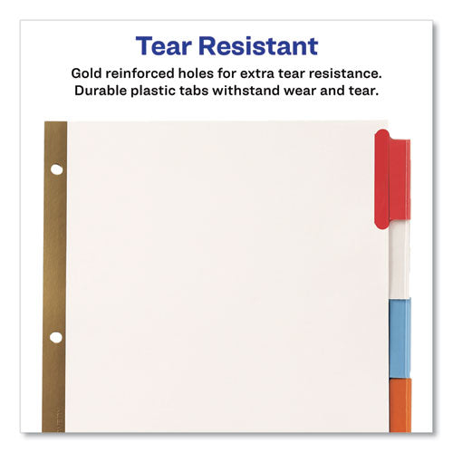 Image of Avery® Insertable Big Tab Dividers, 8-Tab, Double-Sided Gold Edge Reinforcing, 11 x 8.5, White, Assorted Tabs, 1 Set