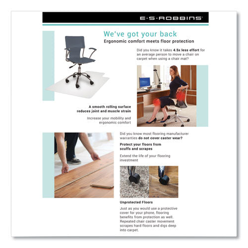 Image of ES Robbins® Sit Or Stand Mat For Carpet Or Hard Floors, 36 X 53 With Lip, Clear/black