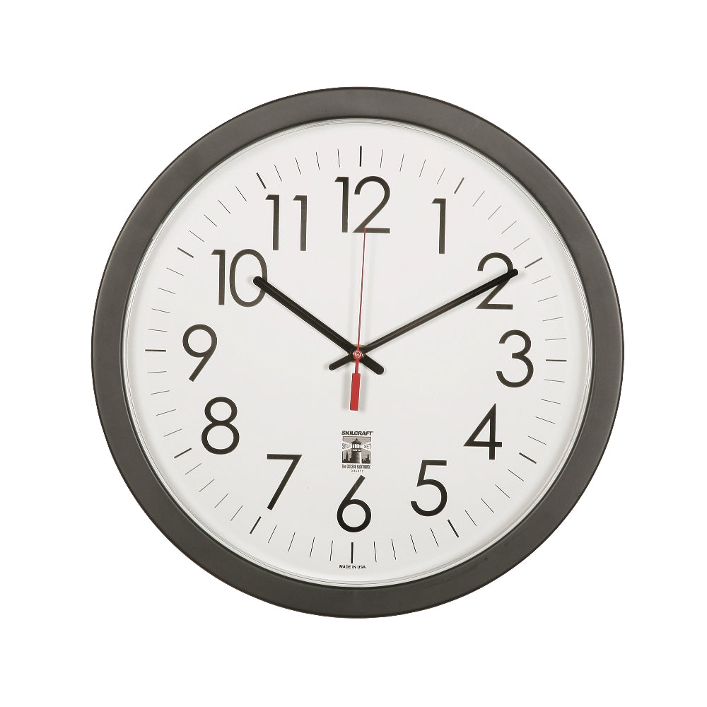 Image of Self-Set Wall Clock, Plastic Contemporary Frame, 14.5" Diameter