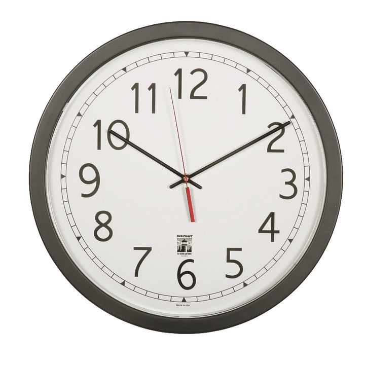 Image of Self-Set Wall Clock, Plastic Contemporary Frame, 16.5" Diameter
