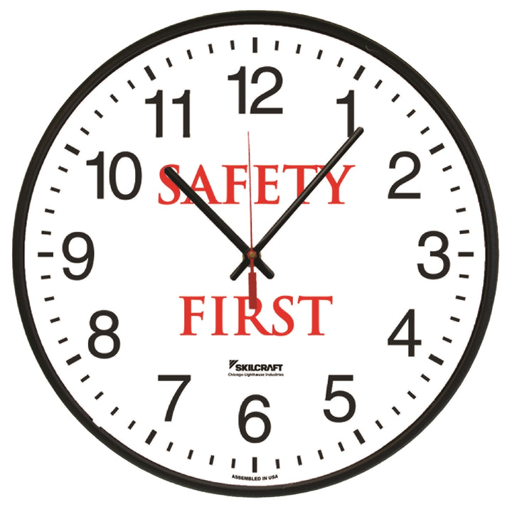 Image of Safety Message Quartz Wall Clock, Safety First, 12.75" Diameter