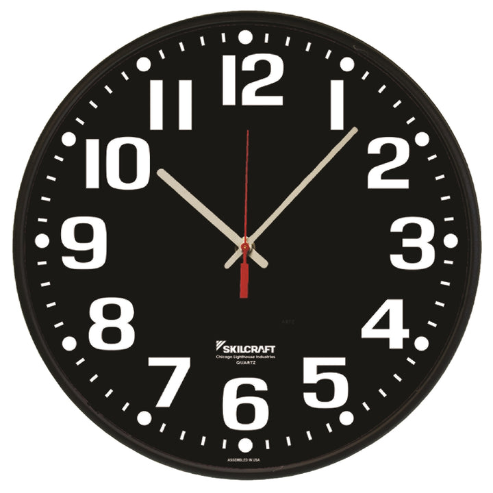 Image of High Contrast Quartz Wall Clock, 12.75" Diameter