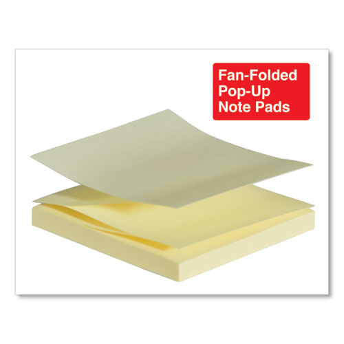 Image of Universal® Fan-Folded Self-Stick Pop-Up Note Pads, 3" x 3", Yellow, 100 Sheets/Pad, 12 Pads/Pack