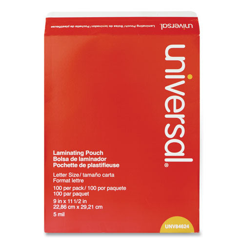 Image of Universal® Laminating Pouches, 5 Mil, 9" X 11.5", Gloss Clear, 100/pack