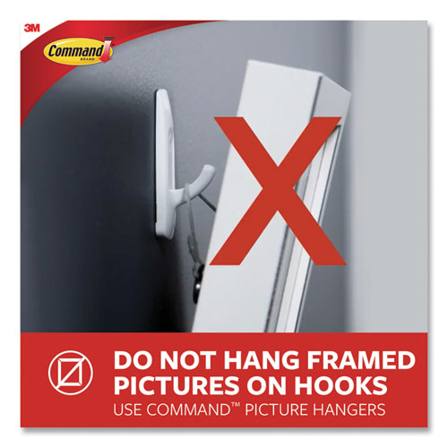 Image of Command General Purpose Wire Hooks, Large, Metal, White, 5 lb Capacity, 3 Hooks and 8 Strips/Pack