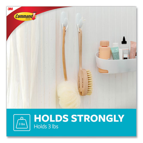 Image of Command Medium Bath Hooks Value Pack, Plastic, White, 3 Lb Capacity, 6 Hooks And 6 Strips