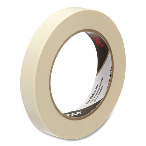 Image of 3M Value Masking Tape 101+, 3" Core, 0.70" X 60 Yds, Tan, 12/pack