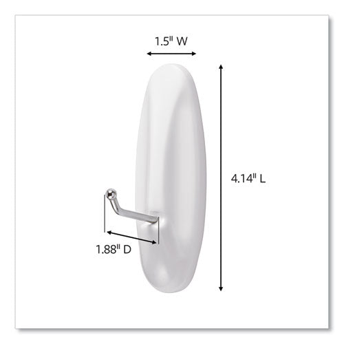 Image of Command General Purpose Wire Hooks, Large, Metal, White, 5 lb Capacity, 3 Hooks and 8 Strips/Pack