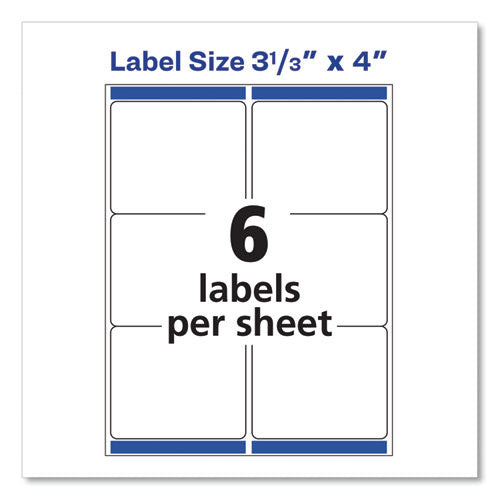 Image of Avery® Shipping Labels W/ Trueblock Technology, Inkjet Printers, 3.33 X 4, White, 6/sheet, 100 Sheets/box