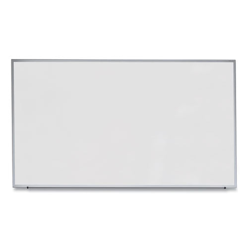 Image of Universal® Deluxe Melamine Dry Erase Board, 72" x 48", White Surface, Anodized Aluminum Frame