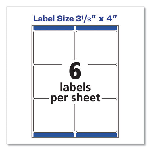 Image of Avery® Shipping Labels W/ Trueblock Technology, Laser Printers, 3.33 X 4, White, 6/sheet, 25 Sheets/pack