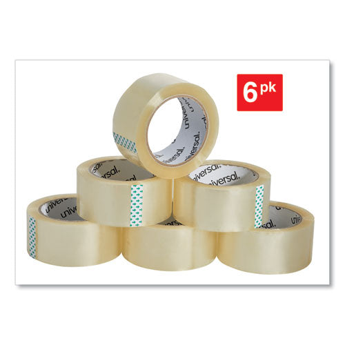 Image of Universal® Heavy-Duty Box Sealing Tape, 3" Core, 1.88" x 54.6 yds, Clear, 6/Pack