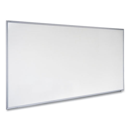 Image of Universal® Deluxe Melamine Dry Erase Board, 72" x 48", White Surface, Anodized Aluminum Frame