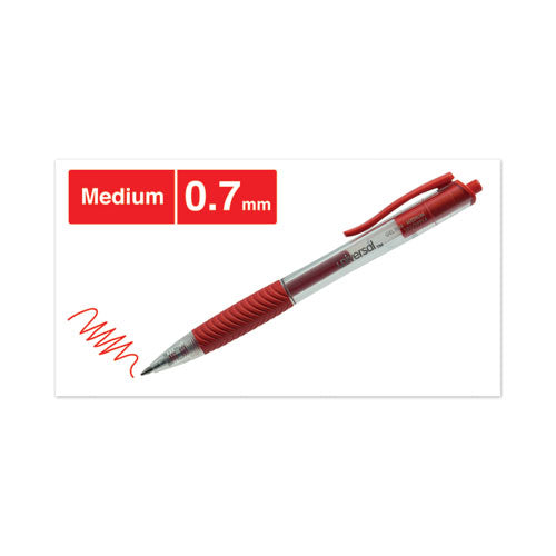 Image of Universal Comfort Grip Gel Pen, Retractable, Medium 0.7 mm, Red Ink, Clear/Red Barrel, Dozen