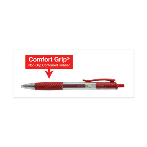 Image of Universal Comfort Grip Gel Pen, Retractable, Medium 0.7 mm, Red Ink, Clear/Red Barrel, Dozen