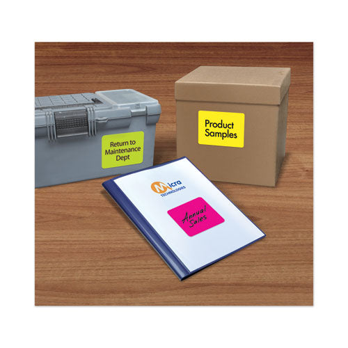 Image of Avery® High-Vis Removable Laser/Inkjet ID Labels w/ Sure Feed, 3.33 x 4, Neon, 72/PK