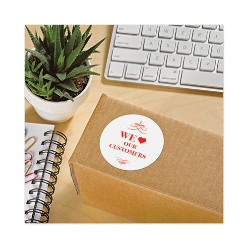 Image of Avery® Permanent Laser Print-To-The-Edge Id Labels W/surefeed, 2 1/2"dia, White, 300/pk