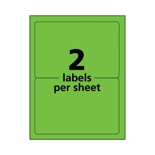 Image of Avery® High-Visibility Permanent Laser ID Labels, 5.5 x 8.5, Neon Green, 200/Box