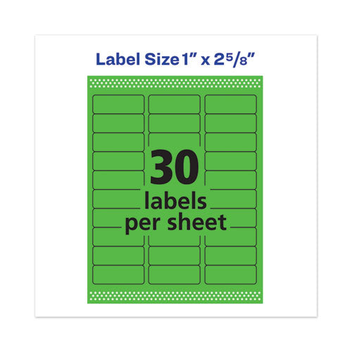 Image of Avery® High-Visibility Permanent Laser ID Labels, 1 x 2.63, Neon Green, 750/Pack