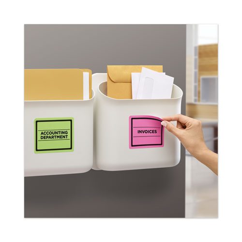 Image of Avery® High-Vis Removable Laser/Inkjet ID Labels w/ Sure Feed, 3.33 x 4, Neon, 72/PK