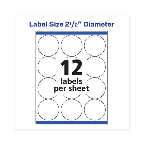 Image of Avery® Permanent Laser Print-To-The-Edge Id Labels W/surefeed, 2 1/2"dia, White, 300/pk