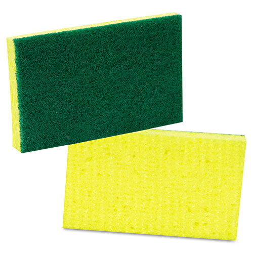 Image of Scotch-Brite PROFESSIONAL Medium-Duty Scrubbing Sponge, 3.6 X 6.1, 0.7" Thick, Yellow/green, 10/pack