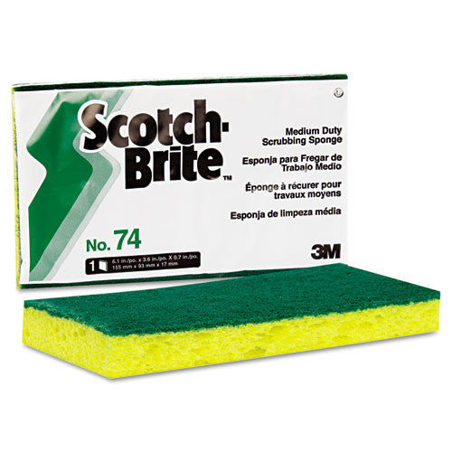 Image of Scotch-Brite PROFESSIONAL Medium-Duty Scrubbing Sponge, 3.6 X 6.1, 0.7" Thick, Yellow/green, 20/carton