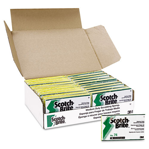 Image of Scotch-Brite PROFESSIONAL Medium-Duty Scrubbing Sponge, 3.6 X 6.1, 0.7" Thick, Yellow/green, 20/carton