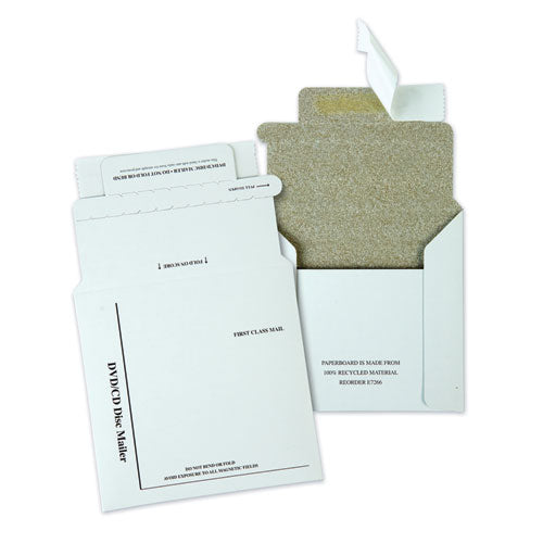Image of Quality Park Disk/CD Foam-Lined Mailers for CDs/DVDs, Square Flap, Redi-Strip Adhesive Closure, 5.13 x 5, White, 25/Box