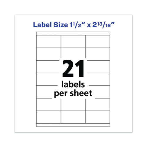 Image of Avery® Copier Mailing Labels, Copiers, 1.5 X 2.81, White, 21/sheet, 100 Sheets/box