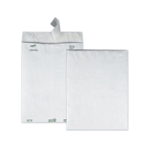 Image of Survivor® Lightweight 14 lb Tyvek Catalog Mailers, #12 1/2, Square Flap, Redi-Strip Adhesive Closure, 9.5 x 12.5, White, 100/Box