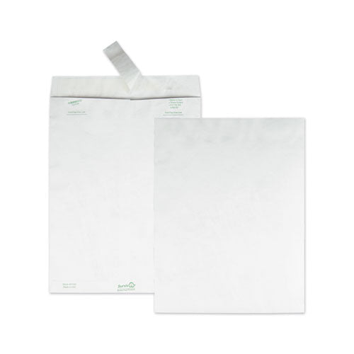 Image of Survivor® Lightweight 14 lb Tyvek Catalog Mailers, #13 1/2, Square Flap, Redi-Strip Adhesive Closure, 10 x 13, White, 100/Box