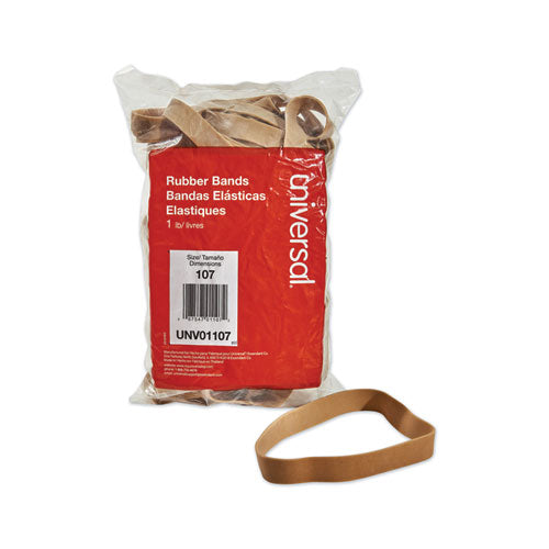 Image of Universal® Rubber Bands, Size 107, 0.06" Gauge, Beige, 1 Lb Box, 40/pack