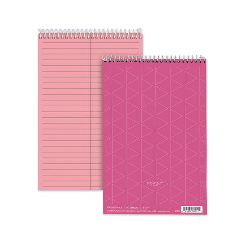 Image of TOPS Prism Steno Pads, Gregg Rule, Pink Cover, 80 Pink 6 X 9 Sheets, 4/pack