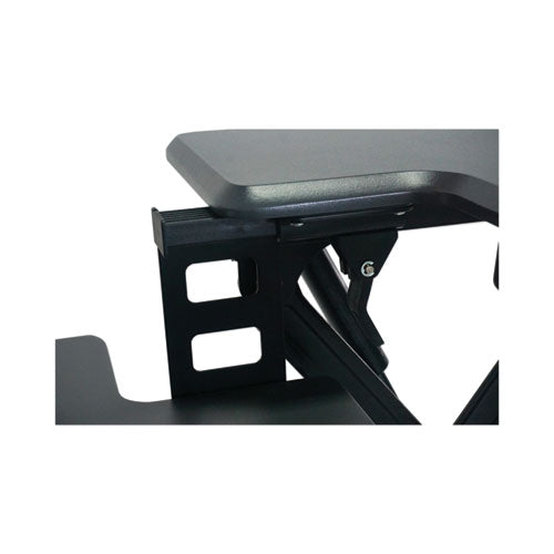 Image of Victor® High Rise Height Adjustable Standing Desk With Keyboard Tray, 36" X 31.25" X 5.25" To 20", Gray/black