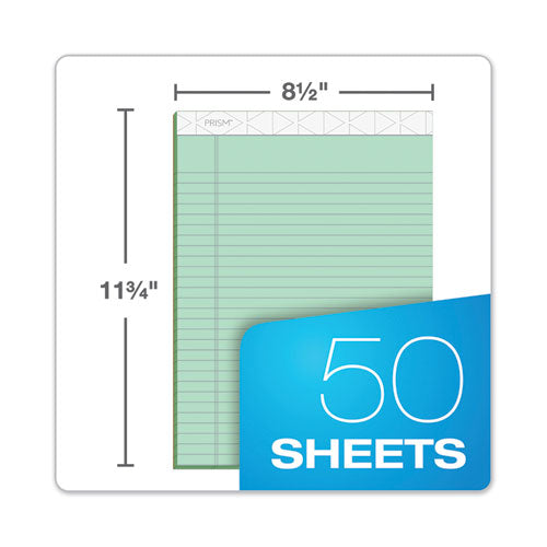Image of TOPS Prism + Colored Writing Pads, Wide/legal Rule, 50 Pastel Green 8.5 X 11.75 Sheets, 12/pack