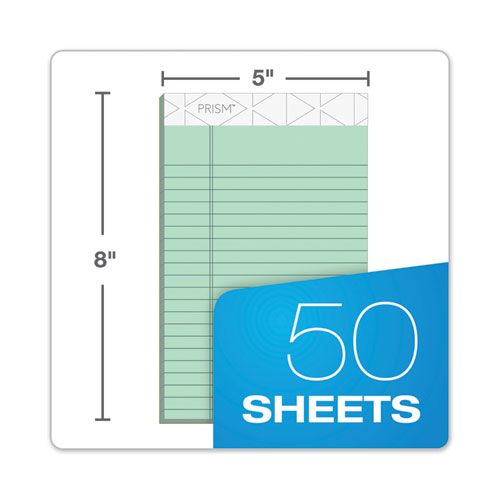 Image of TOPS Prism + Colored Writing Pads, Narrow Rule, 50 Pastel Green 5 X 8 Sheets, 12/pack