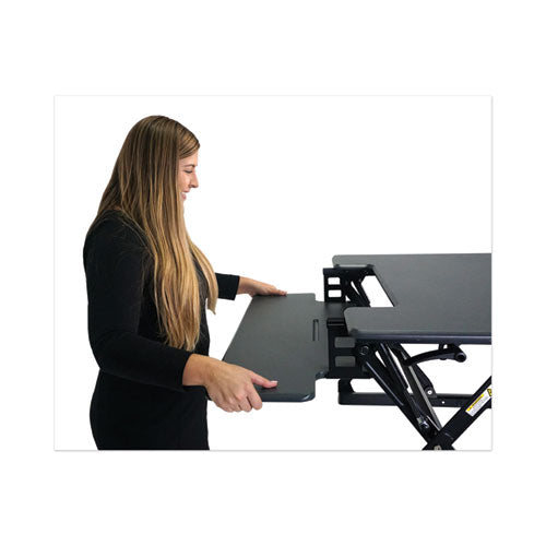 Image of Victor® High Rise Height Adjustable Standing Desk With Keyboard Tray, 36" X 31.25" X 5.25" To 20", Gray/black