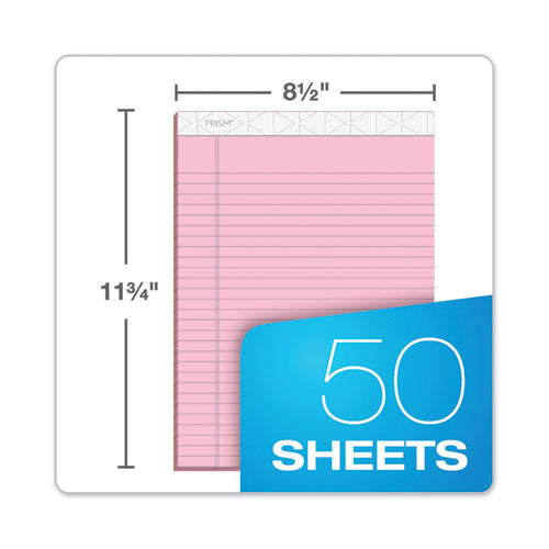 Image of TOPS Prism + Colored Writing Pads, Wide/legal Rule, 50 Pastel Pink 8.5 X 11.75 Sheets, 12/pack