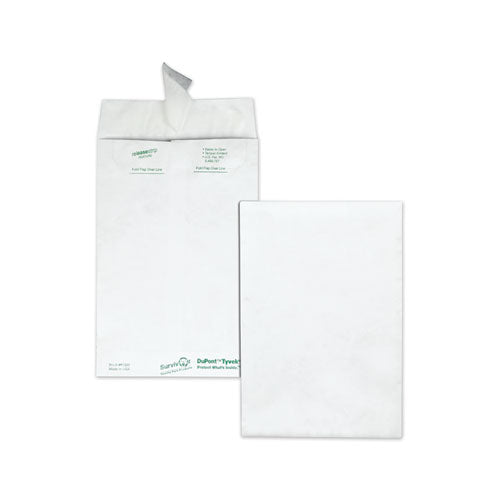 Image of Survivor® Lightweight 14 lb Tyvek Catalog Mailers, #6 1/2, Square Flap, Redi-Strip Adhesive Closure, 6 x 9, White, 100/Box