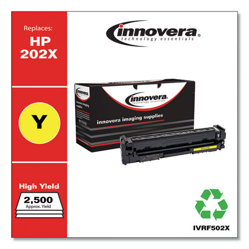 Image of Innovera® Remanufactured Yellow High-Yield Toner, Replacement for 202X (CF502X), 2,500 Page-Yield