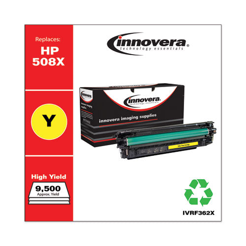Image of Innovera® Remanufactured Yellow High-Yield Toner, Replacement for 508X (CF362X), 9,500 Page-Yield