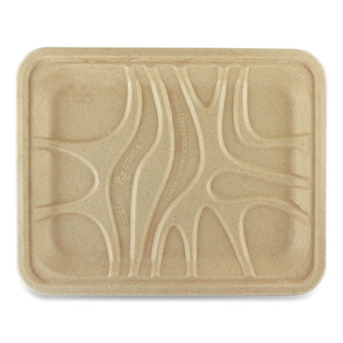 Image of World Centric® Fiber Trays, PLA Lined, PFAS Free, 9.1 x 7.1 x 0.7, Natural, Paper, 500/Carton